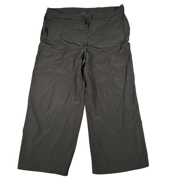 Eskandar Womens 2 Black Wide Leg Silk Pull On Drawstring Cropped Ankle Pants